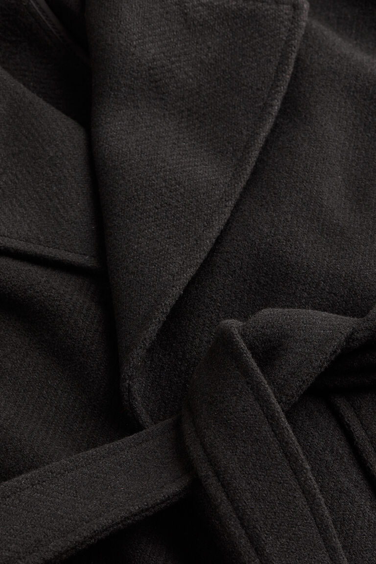 petite tie belt coat