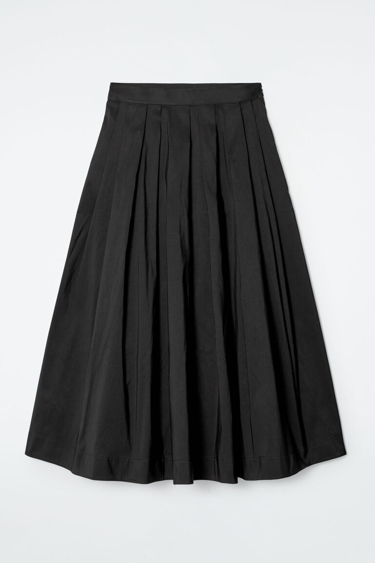 PLEATED A-LINE MIDI SKIRT
