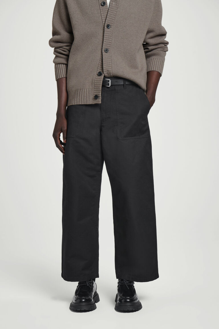 WIDE-LEG COTTON UTILITY TROUSERS