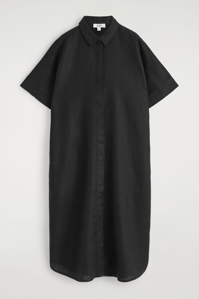 LINEN MIDI SHIRT DRESS