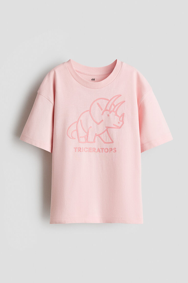 Print-motif cotton T-shirt