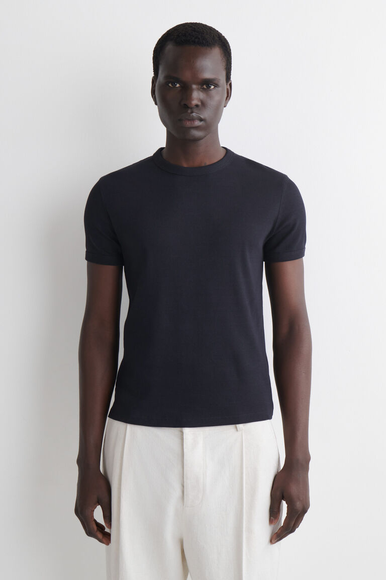 SLIM RIBBED COTTON T-SHIRT