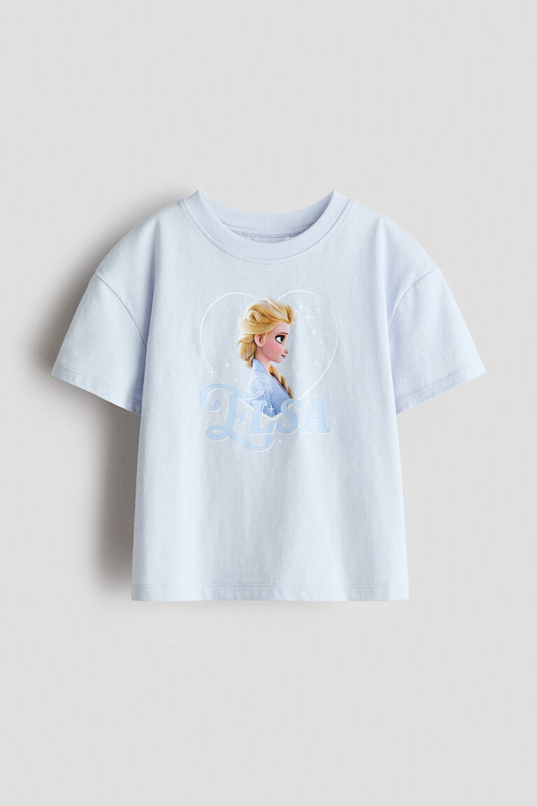 Print-motif cotton T-shirt