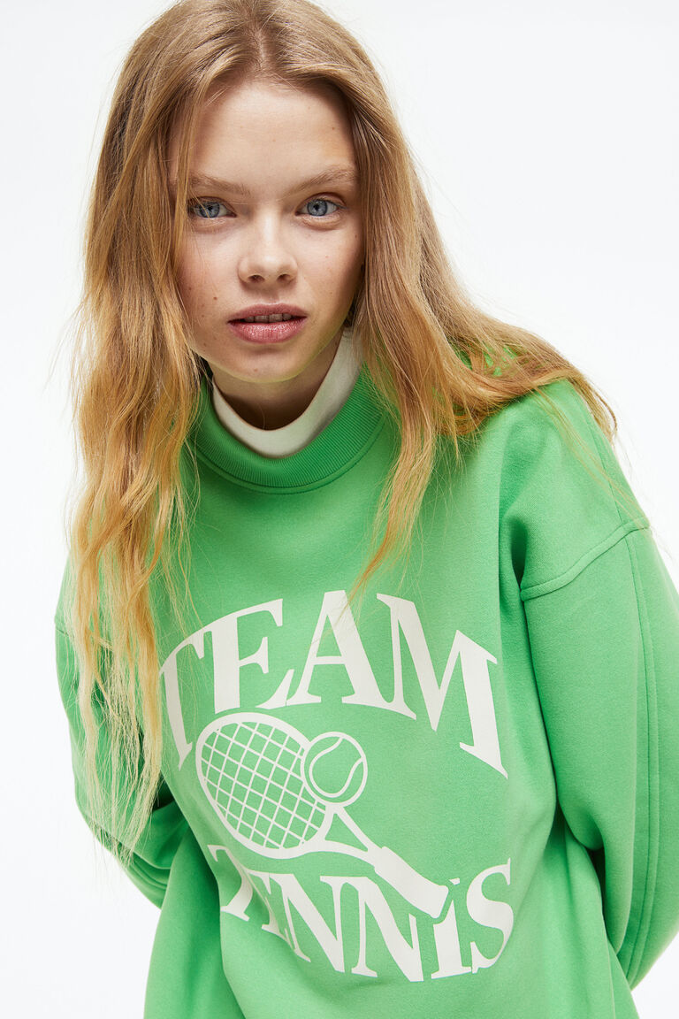 OVERSIZED SWEATSHIRT DRESS GREEN PAITING