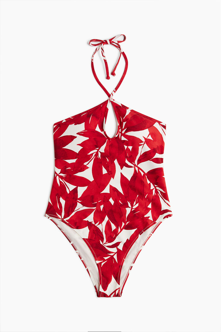 Padded-cup halterneck swimsuit