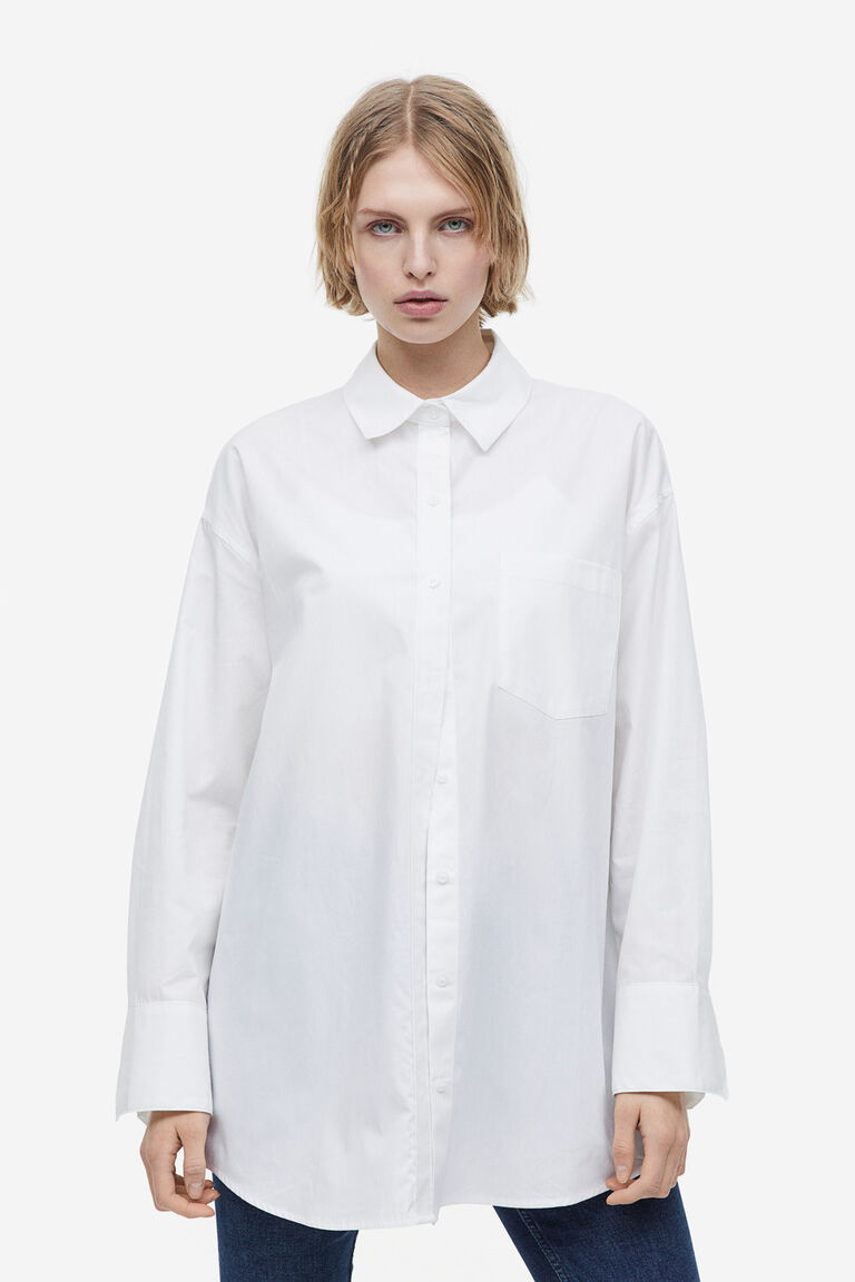 Cotton Poplin Oversized Half Placket Shirt main image 1