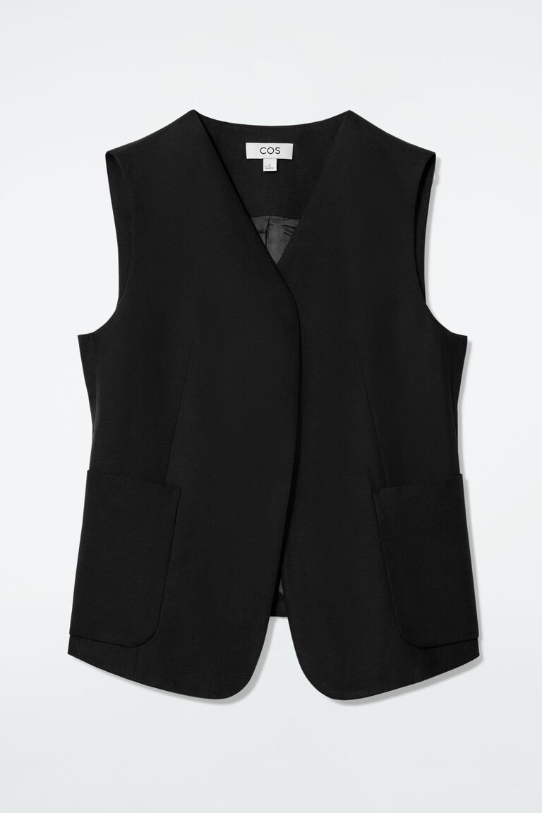 WRAP-FRONT LINEN-BLEND WAISTCOAT