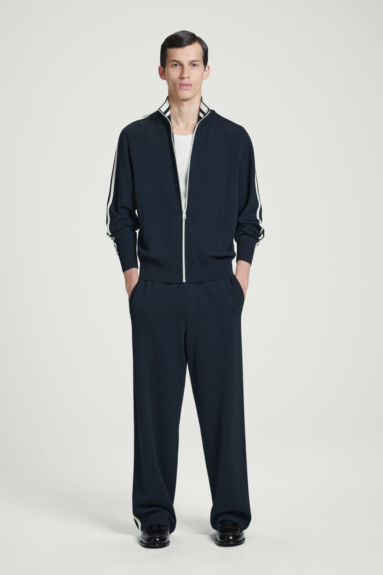 NO RETURN & EXCHANGE - CONTRAST-STRIPE KNITTED STRAIGHT-LEG JOGGERS