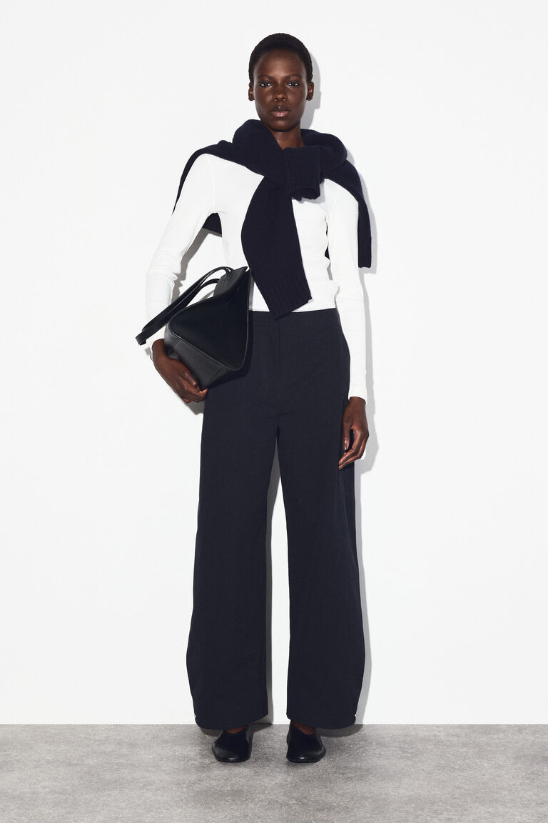PIMA COTTON BARREL-LEG TROUSERS