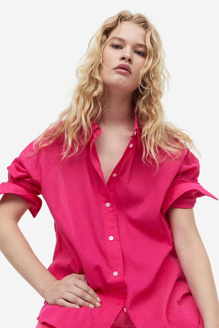 Mustard Crinkled Oversized Shirt