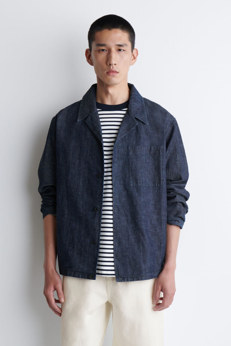 CAMP-COLLAR DENIM OVERSHIRT