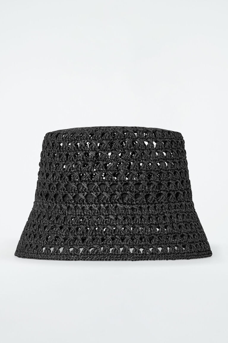 OPEN-WEAVE STRAW BUCKET HAT