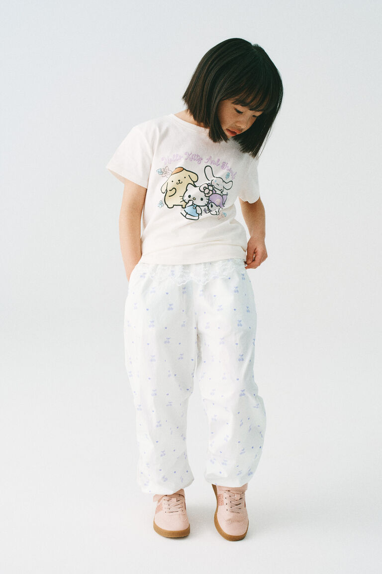 Flounced poplin joggers