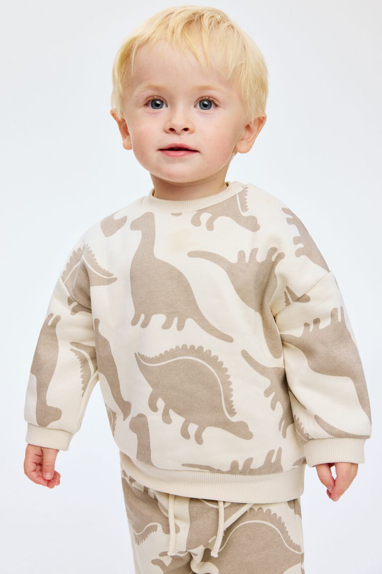 2-piece printed brushed-inside sweatshirt set