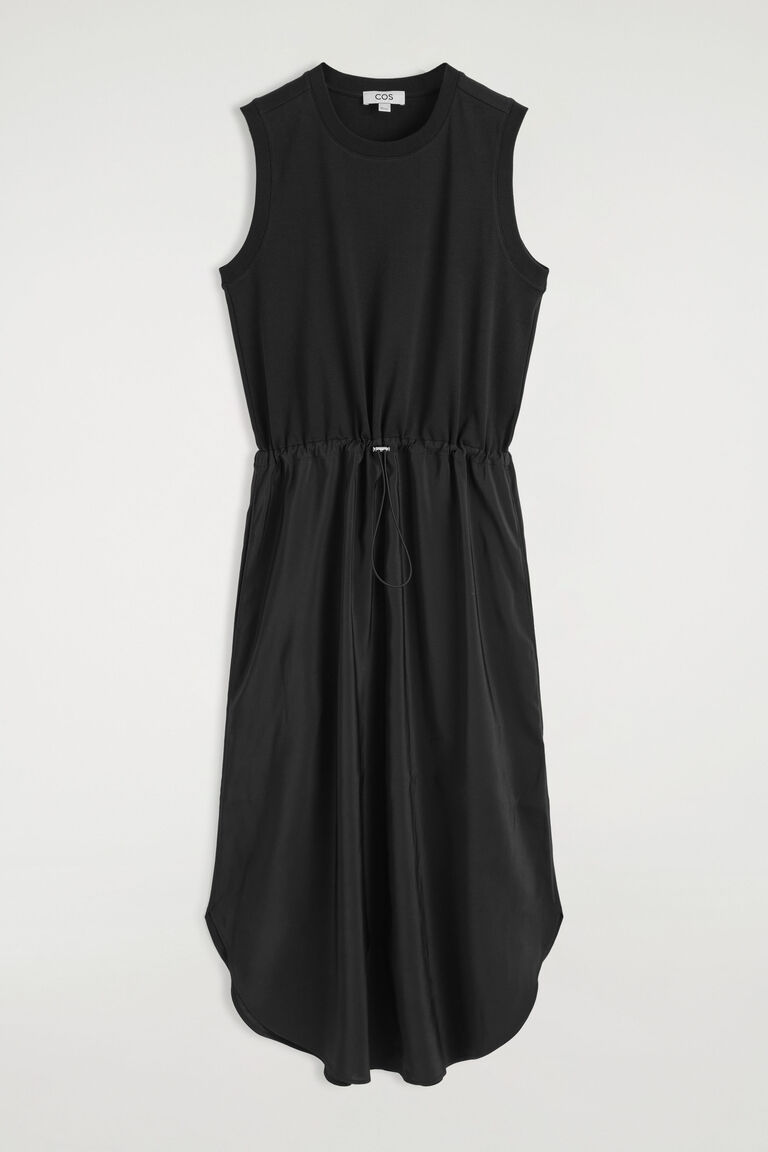 DRAWSTRING CONTRAST-PANEL DRESS