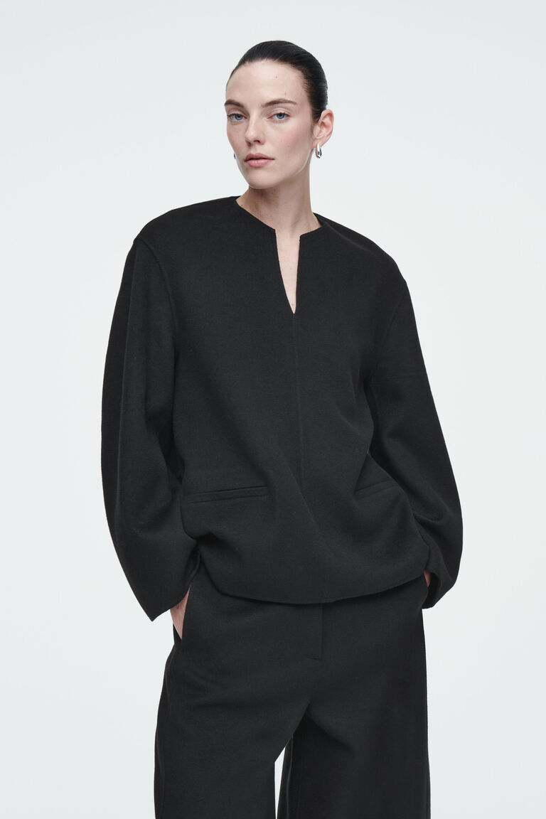 DOUBLE-FACED WOOL BLOUSE