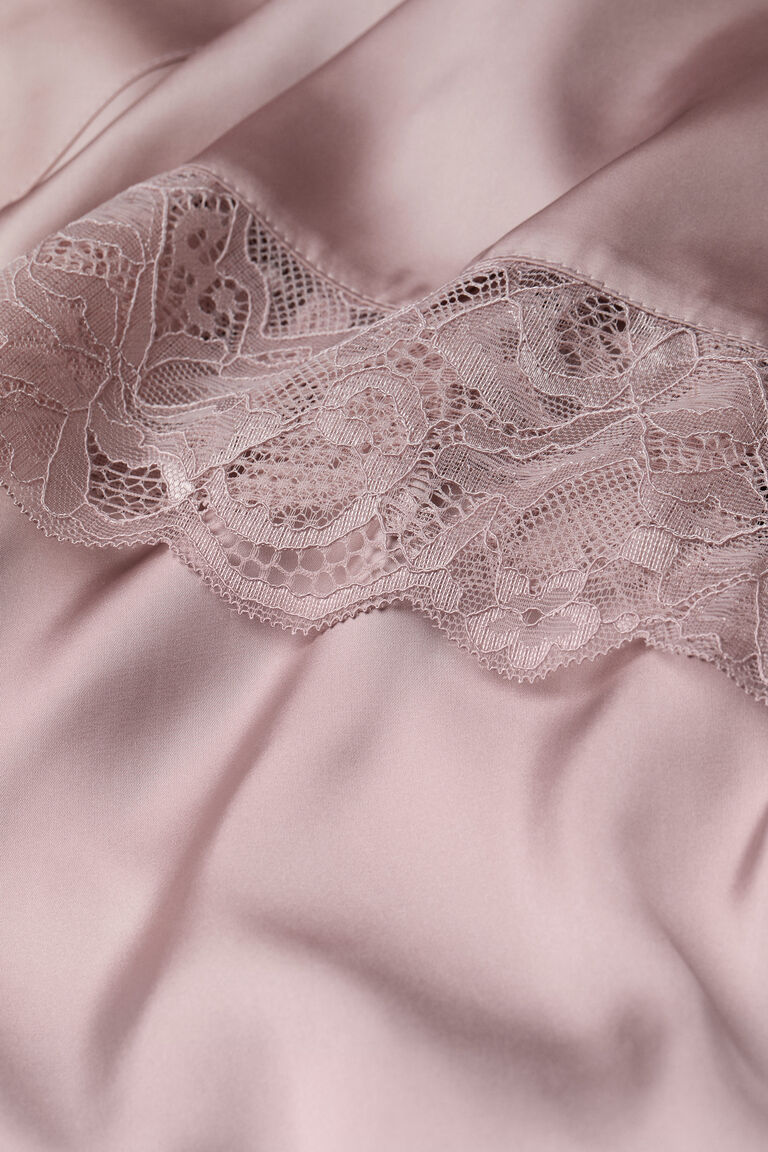 Satin and lace dressing gown