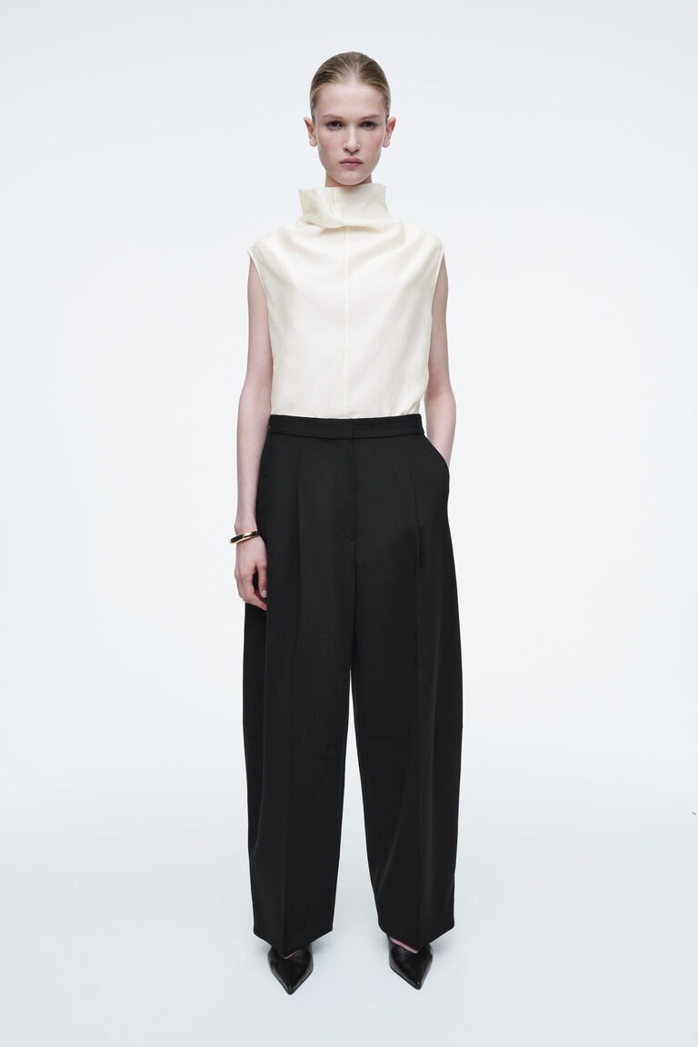 WOOL-BLEND WIDE-LEG TROUSERS