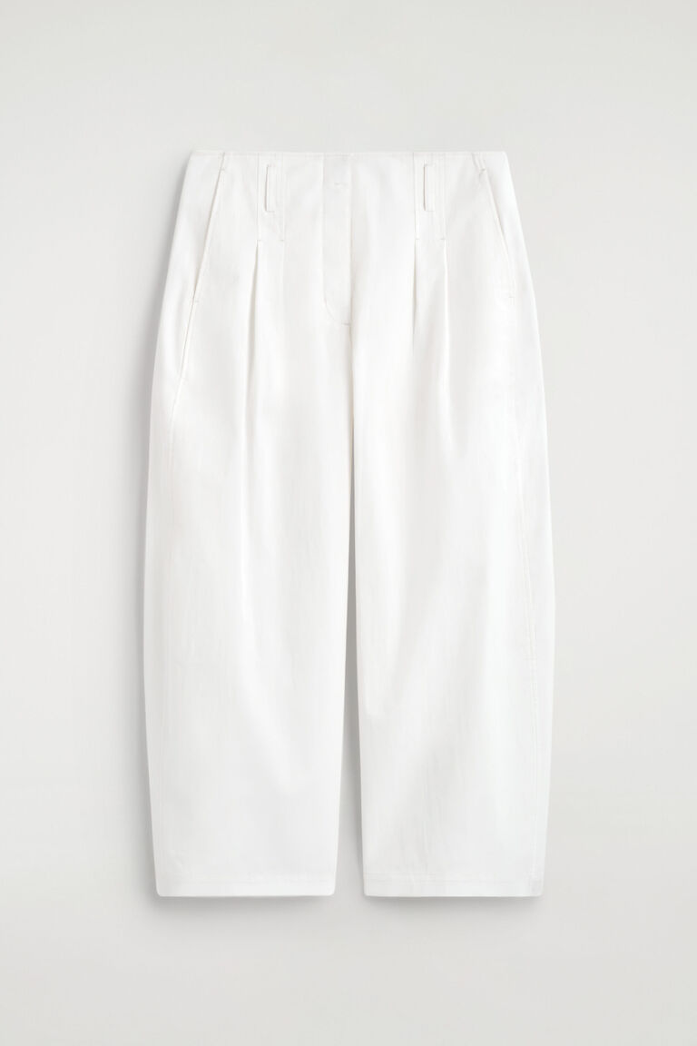 PLEATED COTTON BALLOON-LEG TROUSERS