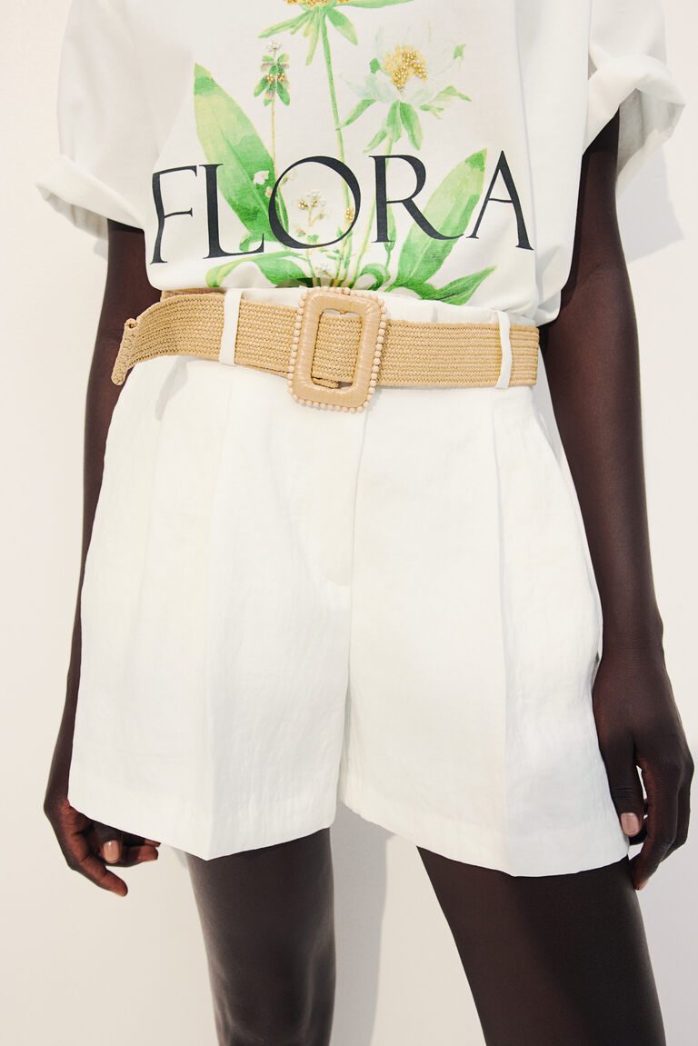 Belted twill shorts