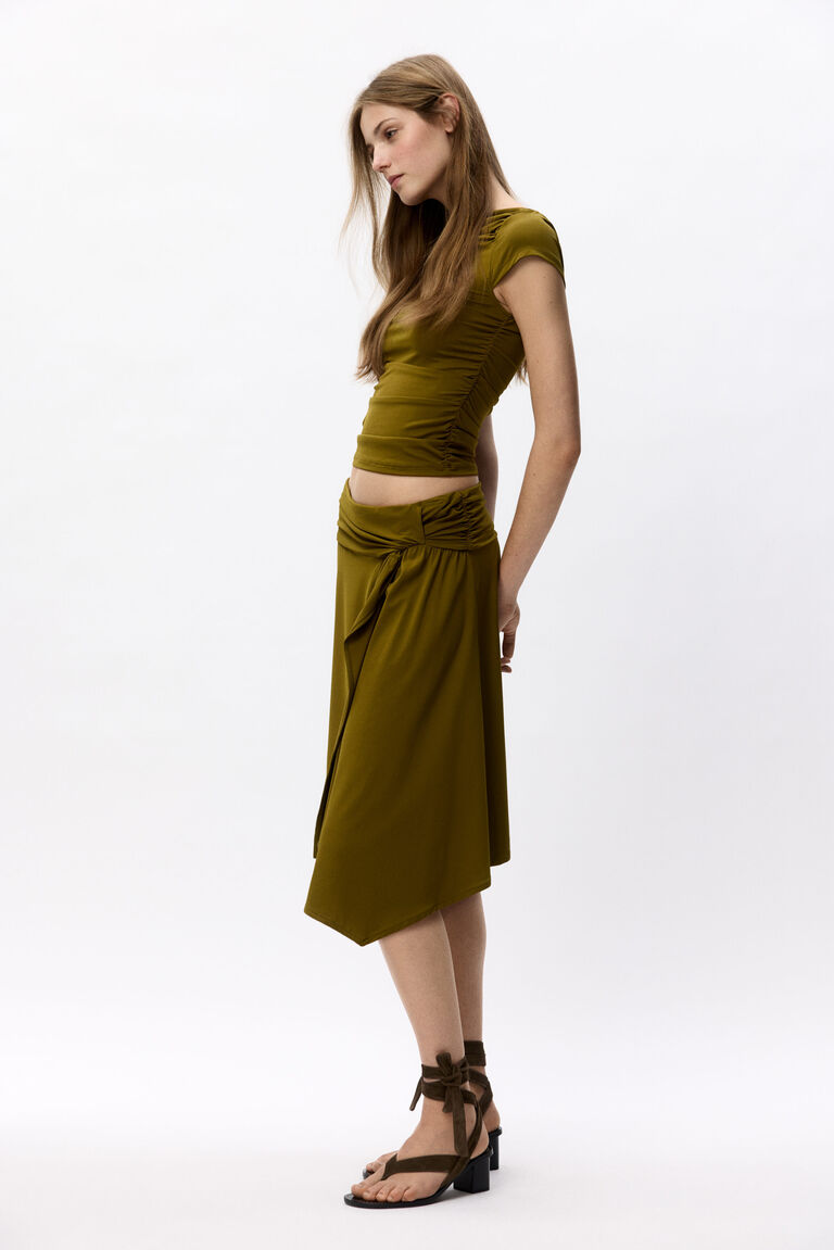 Asymmetric jersey skirt
