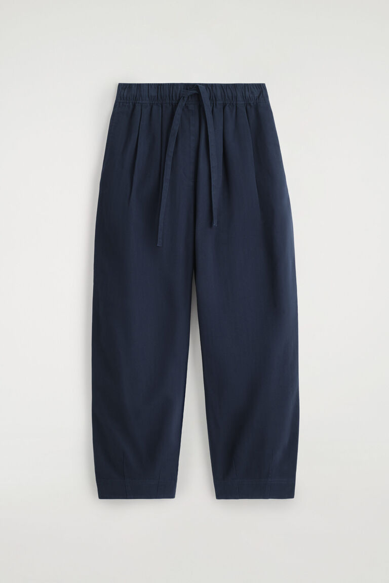 COTTON TAPERED DRAWSTRING TROUSERS