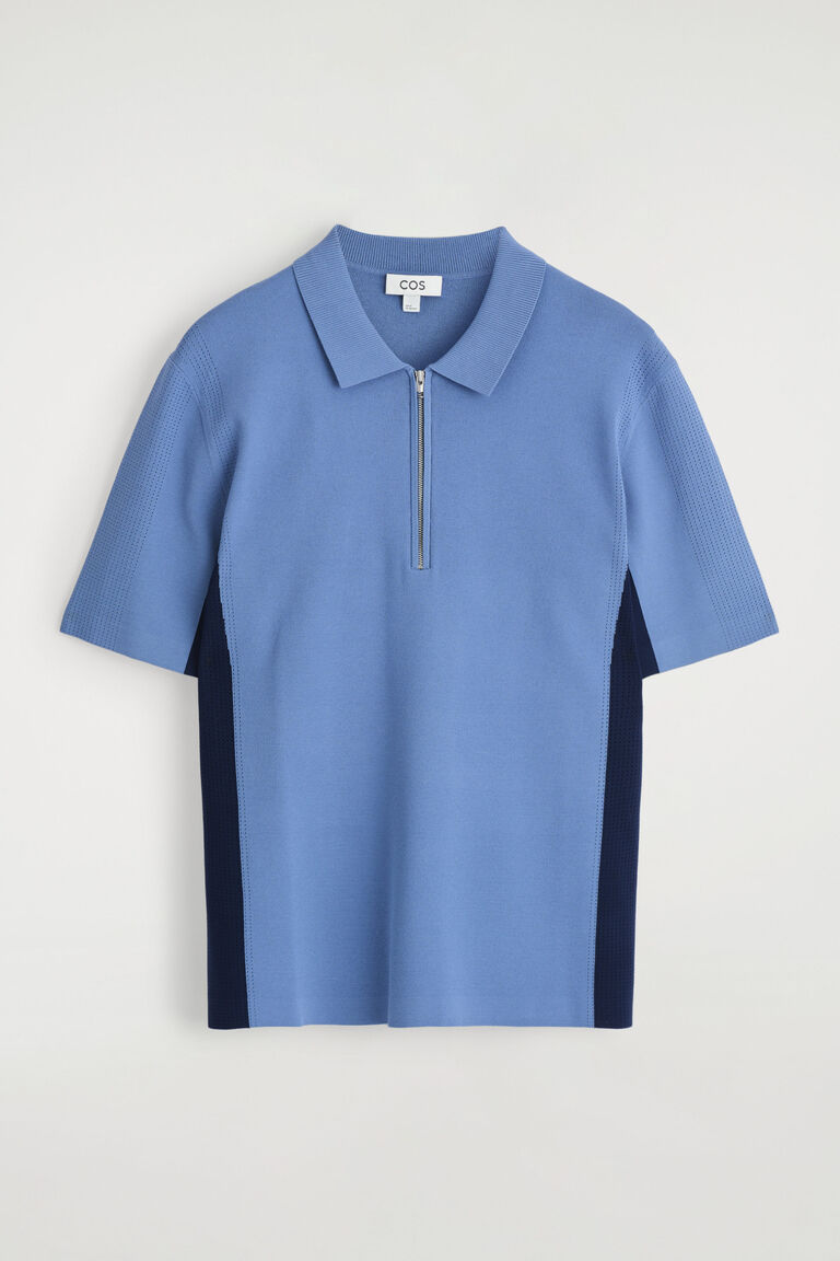 เสื้อโปโลซิปแบบผ้าตาข่าย (MESH-PANEL ZIP-UP POLO SHIRT)