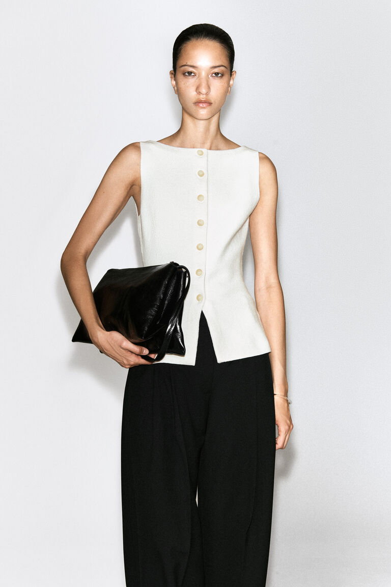 COTTON-BLEND CREPE WAISTCOAT