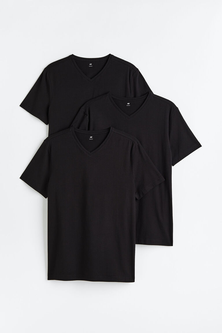 3-pack Slim Fit V-neck T-shirts