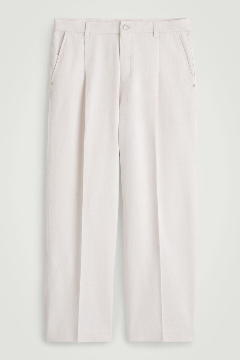 PLEATED WIDE-LEG DENIM TROUSERS