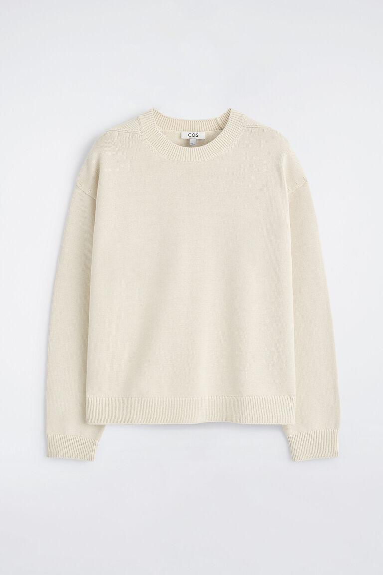 KNITTED COTTON CREW-NECK JUMPER