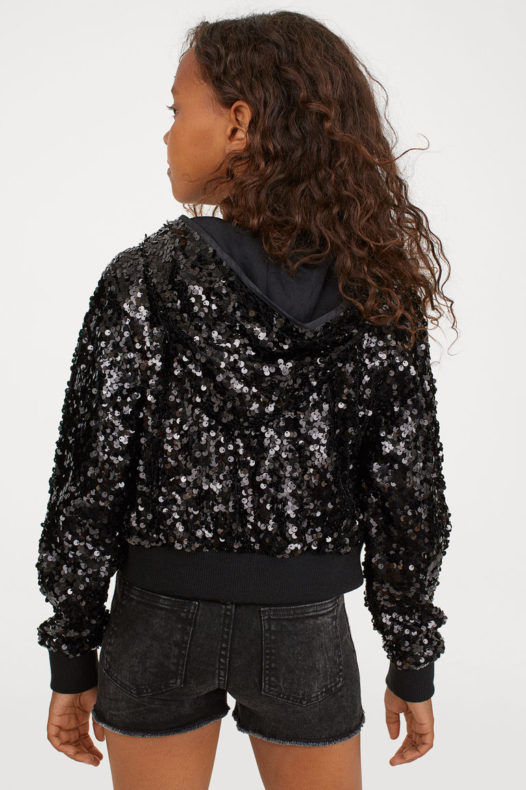 Sequined hooded jacket