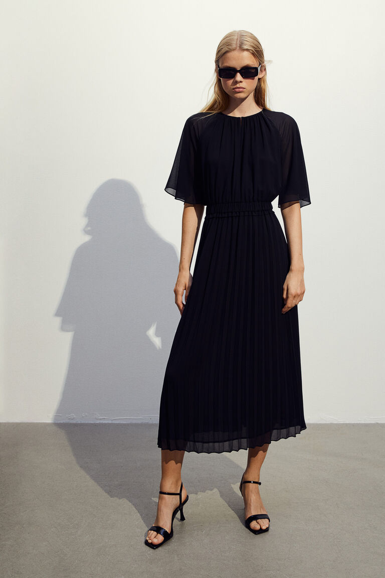 Pleated chiffon dress