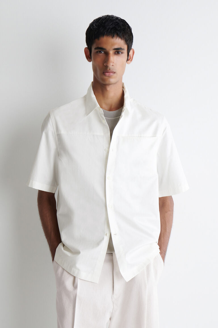 PANELLED PINSTRIPED SHIRT