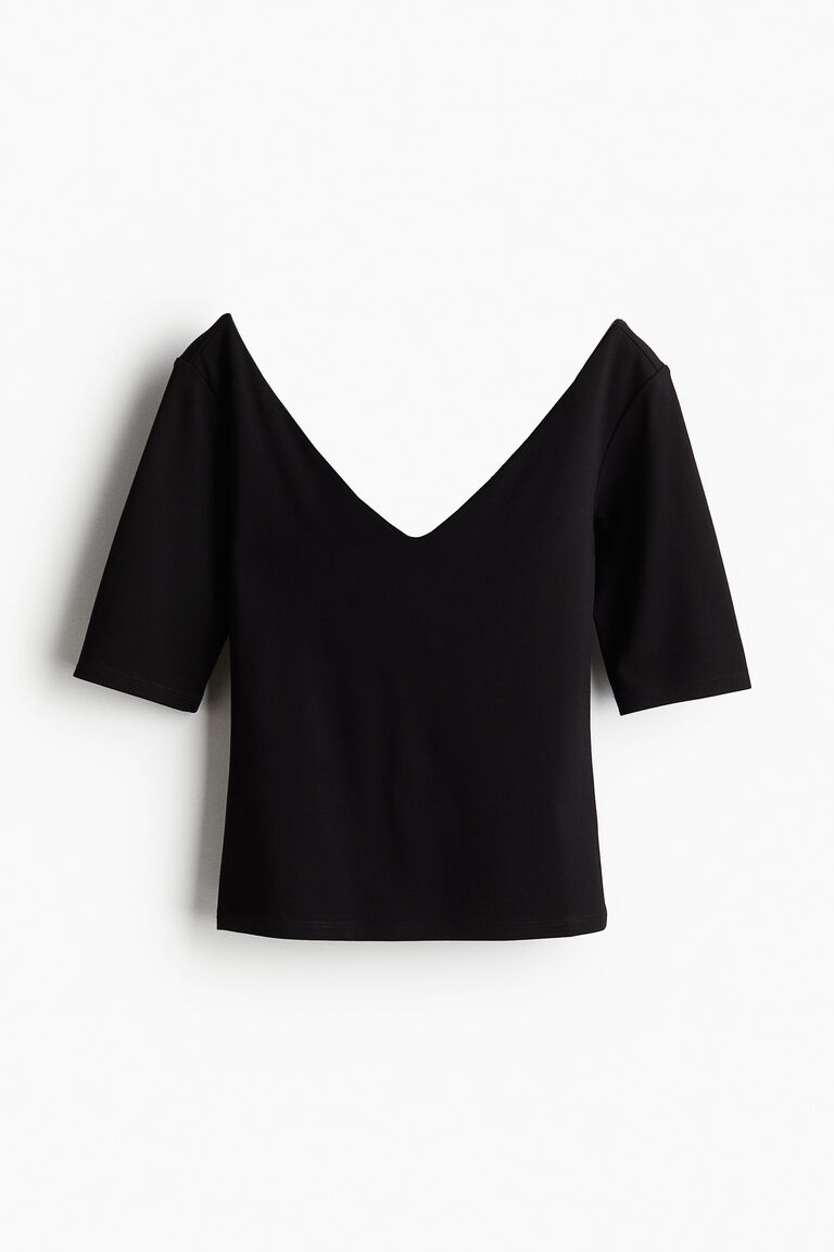 1137 V-Neck Band Invert Jersey Top