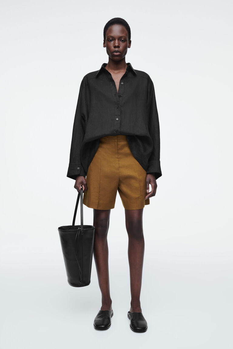 TAILORED ELASTICATED LINEN SHORTS