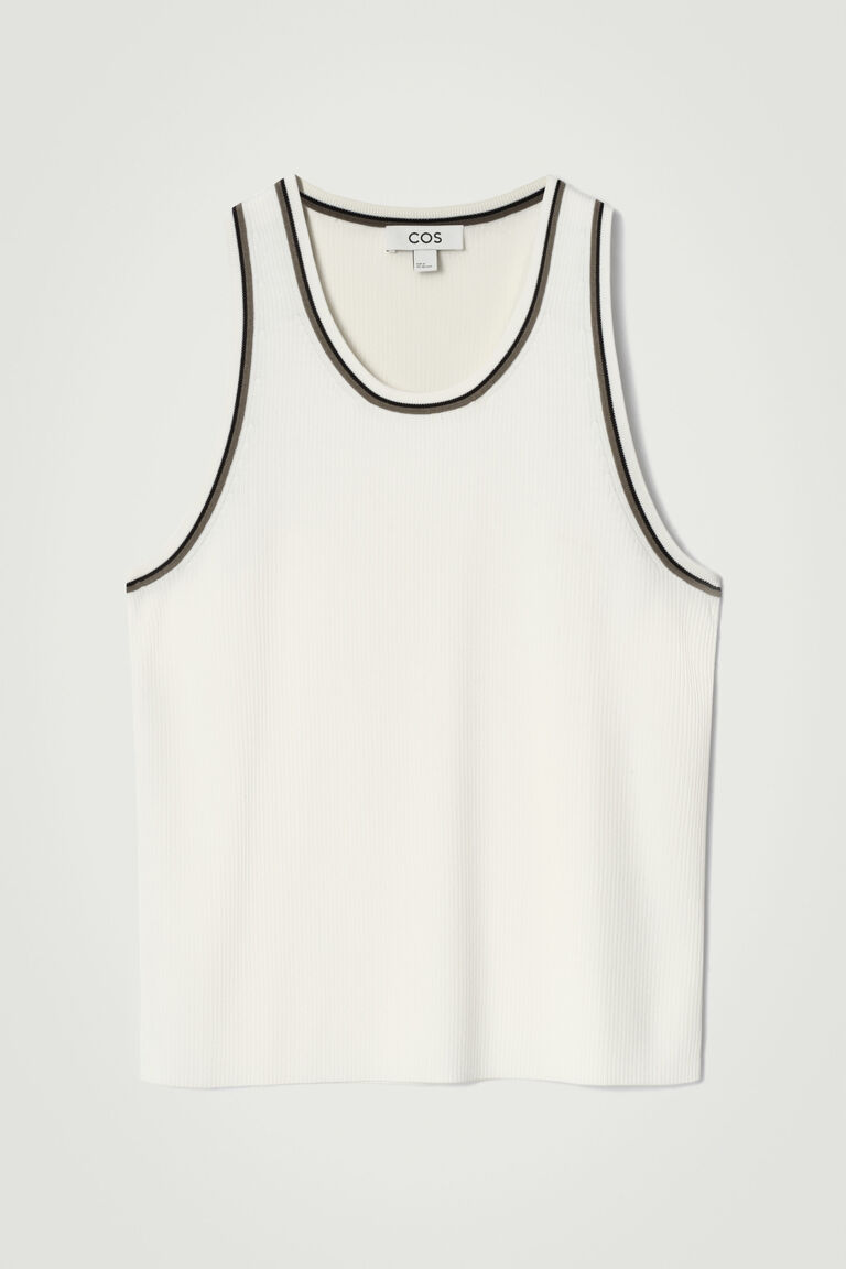 CONTRAST-TRIM RIBBED TANK TOP
