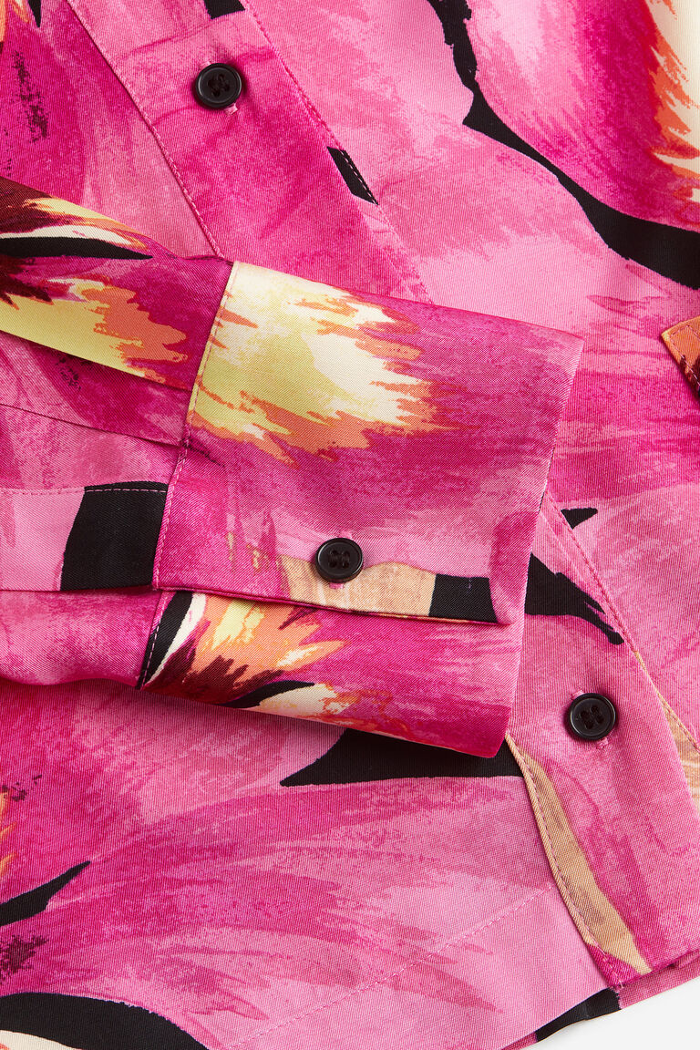 todayful Crape Satin Shirts インディゴ Tall Satin Printed Woven Shirt | Karen Millen