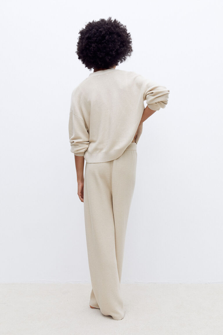 Garter Stitch Buttoned Trousers - Lichen main image 0