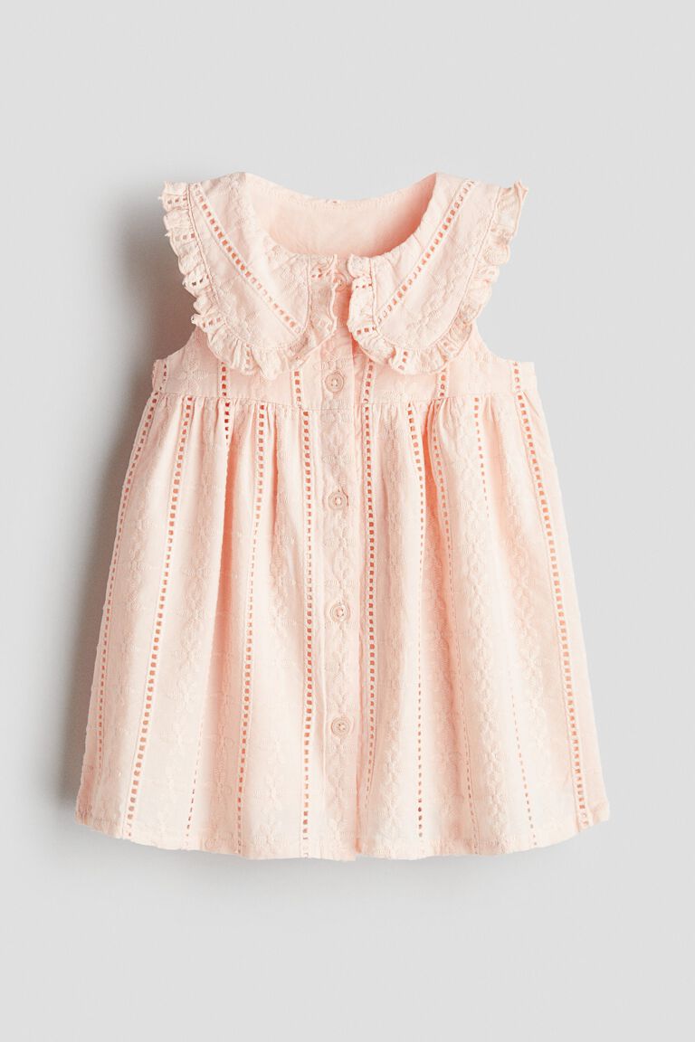 Embroidery-detail cotton dress