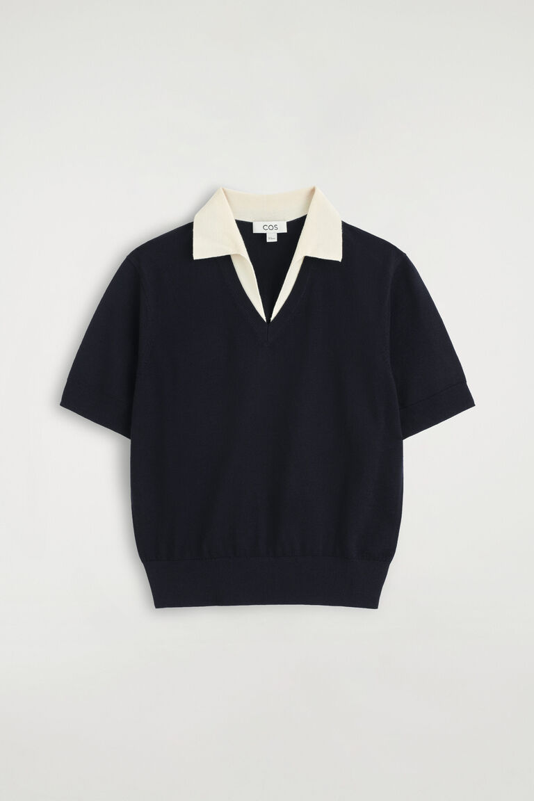 MERINO WOOL LAYERED POLO SHIRT