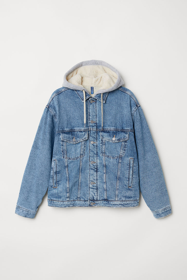 Pile-lined denim jacket