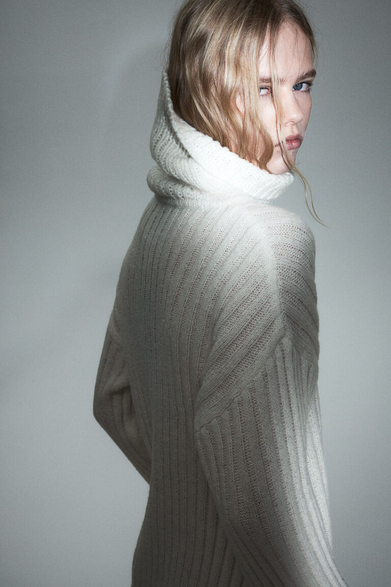 Black Knitted Polo Neck Dress