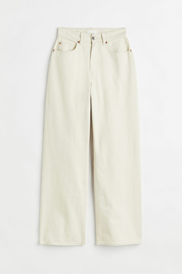 Exposed Stitching Loose Straight High Waist Jeans