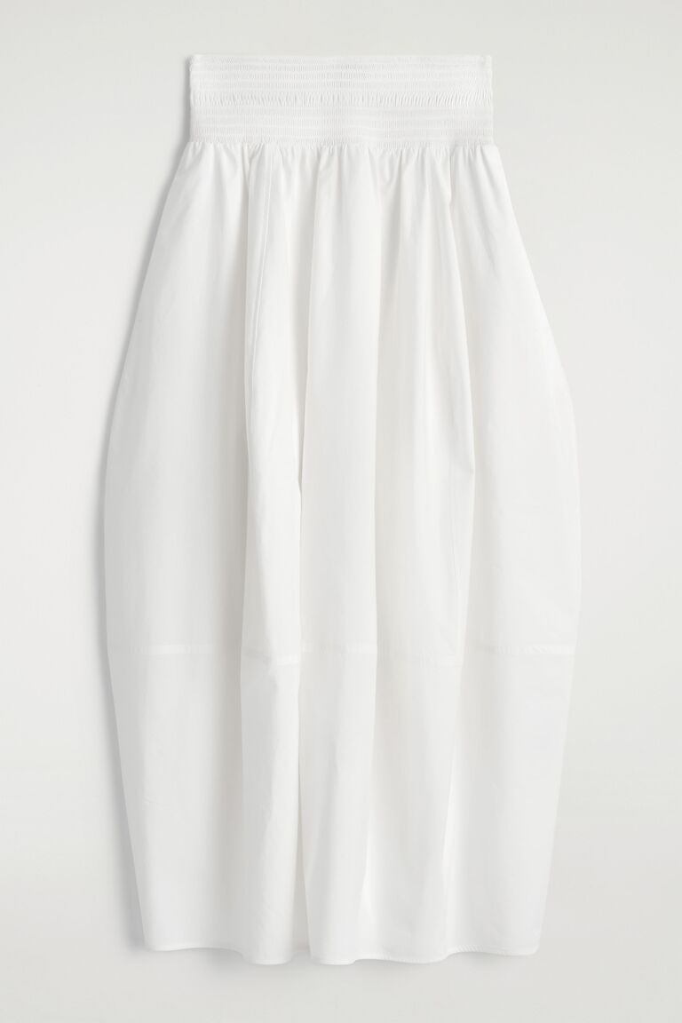 SMOCKED PANELLED MIDI SKIRT
