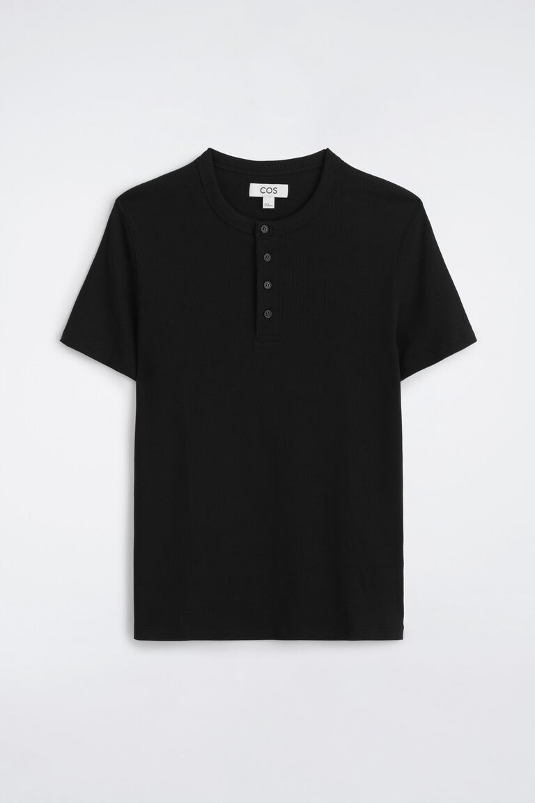 SLIM-FIT RIBBED HENLEY T-SHIRT