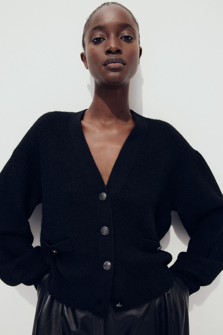 Women’s Knitted Cardigan – Oversized Fit – Wool Blend – Ribbed Sleeves – Open Front main image 0