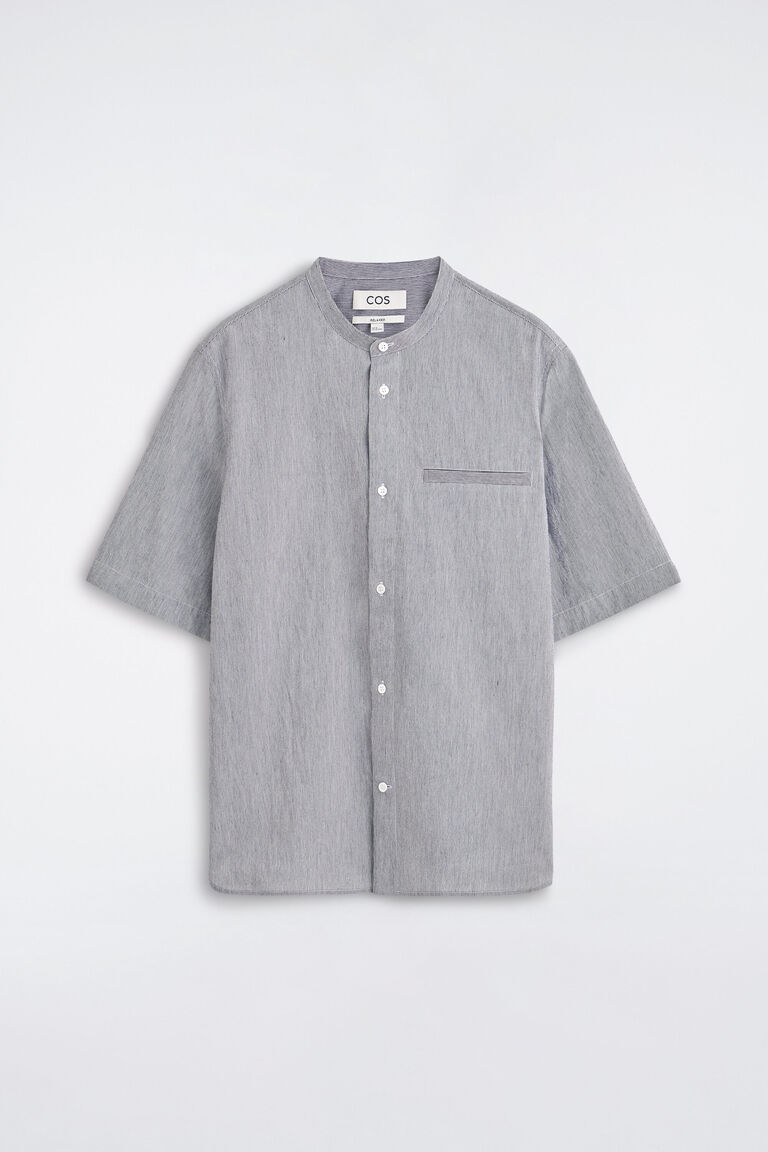 GRANDAD-COLLAR SHORT-SLEEVED SHIRT