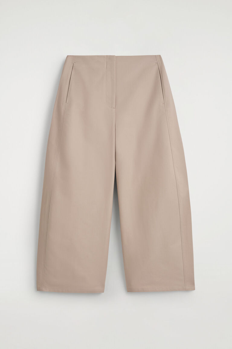 CROPPED BARREL-LEG COTTON TROUSERS