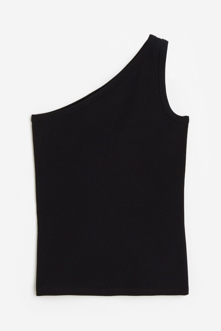 One-Shoulder Ribbed Knit Top with Relaxed Fit